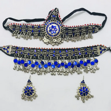 Load image into Gallery viewer, Blue Glass Stones Ethnic jewellery Set
