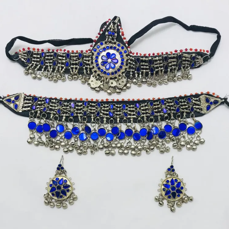 Blue Glass Stones Ethnic jewellery Set