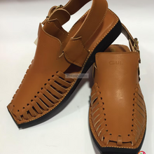 Load image into Gallery viewer, Premium Tan Leather Peshawari Chappal
