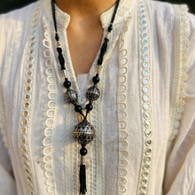 Load image into Gallery viewer, Artisan Black Boho Pendant Necklace
