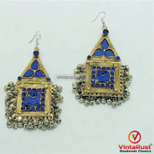 Load image into Gallery viewer, Pure Vintage Blue Dangle Earrings With Bells
