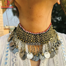 Load image into Gallery viewer, Handmade Statement Necklace With Dangling Coins
