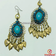 Load image into Gallery viewer, Turquoise Handmade Kuchi Boho DangleChandelier Earrings
