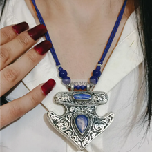 Load image into Gallery viewer, Handmade Tribal Chain Lapis Lazuli Necklace
