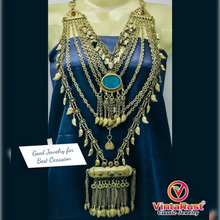 Load image into Gallery viewer, Multilayers Bib Necklace With Dangling Amulet Style Pendant
