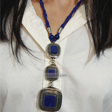 Load image into Gallery viewer, Lapis Lazuli Stone Jewelry Necklace with Lapis Bracelet
