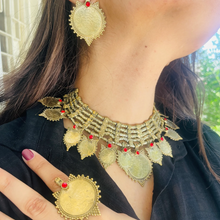 Load image into Gallery viewer, Handmade Gold Coins Chokers And Earrings with Jewelry Set
