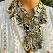 Load image into Gallery viewer, Statement Kuchi Necklace, Authentic Afghan Gypsy Necklace
