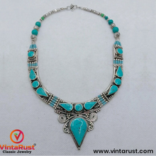 Load image into Gallery viewer, Statement Turquoise Choker Necklace, Nepalese Jewelry Necklace
