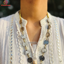 Load image into Gallery viewer, Vintage Beaded Coins Necklace With Dangling Pendant
