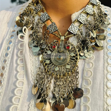 Load image into Gallery viewer, Statement Kuchi Necklace, Authentic Afghan Gypsy Necklace
