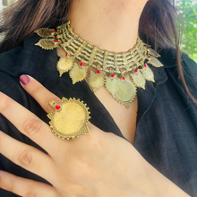 Load image into Gallery viewer, Handmade Gold Coins Chokers And Earrings with Jewelry Set
