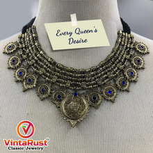Load image into Gallery viewer, Vintage Multilayer Coins Necklace With Blue Glass Stones

