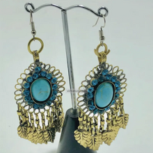 Load image into Gallery viewer, Turquoise Handmade Kuchi Boho DangleChandelier Earrings
