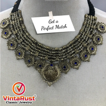 Load image into Gallery viewer, Vintage Multilayer Coins Necklace With Blue Glass Stones
