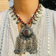 Load image into Gallery viewer, Handmade Tribal Necklace with Red &amp; Gold Beads
