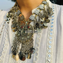 Load image into Gallery viewer, Statement Kuchi Necklace, Authentic Afghan Gypsy Necklace
