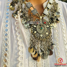 Load image into Gallery viewer, Statement Kuchi Necklace, Authentic Afghan Gypsy Necklace
