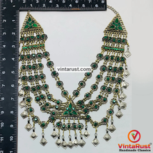 Load image into Gallery viewer, Tribal Statement Green Layered Bib Necklace
