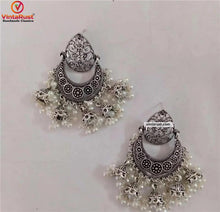 Load image into Gallery viewer, Ethnic Handmade Silver Tone Earrings With Pearls
