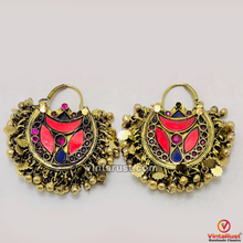 Load image into Gallery viewer, Handmade Hoop Earrings With Multicolor Stones
