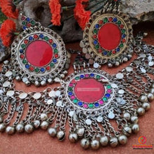 Load image into Gallery viewer, Tribal Vintage Headpiece Matha Patti and Earring Jewelry Set
