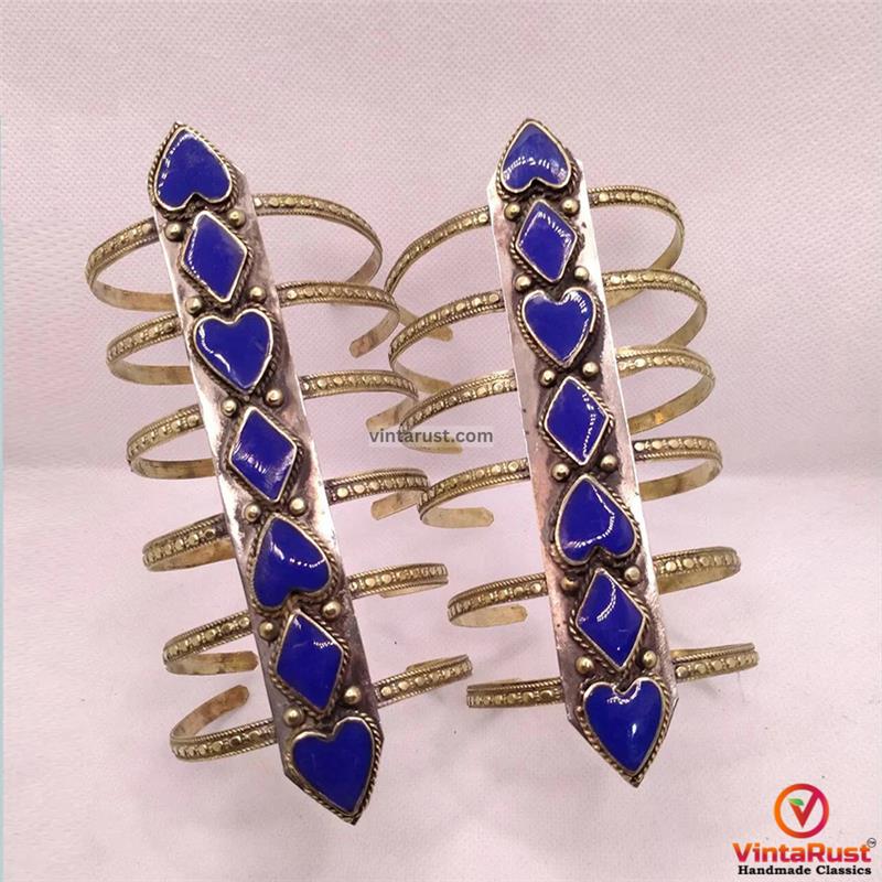 Tribal Antique Blue Stone Cuff Bracelets
