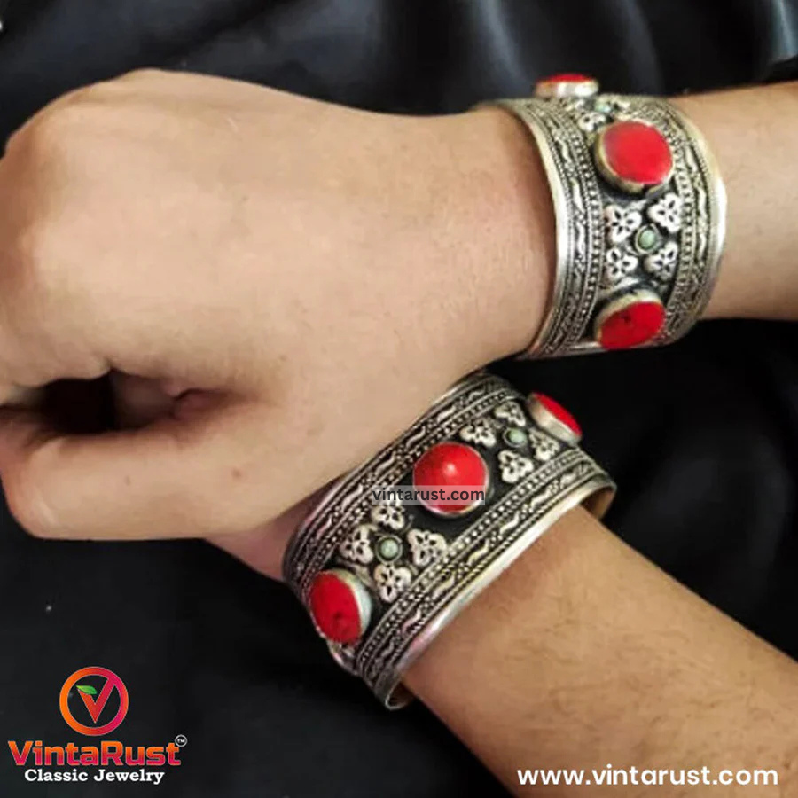 Antique Tribal Red Stone Handcuffs
