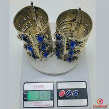 Load image into Gallery viewer, Blue Stone Antique Tribal Cuff Bracelet
