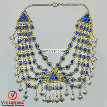 Load image into Gallery viewer, Handmade Blue Vintage Unique Bib Necklace

