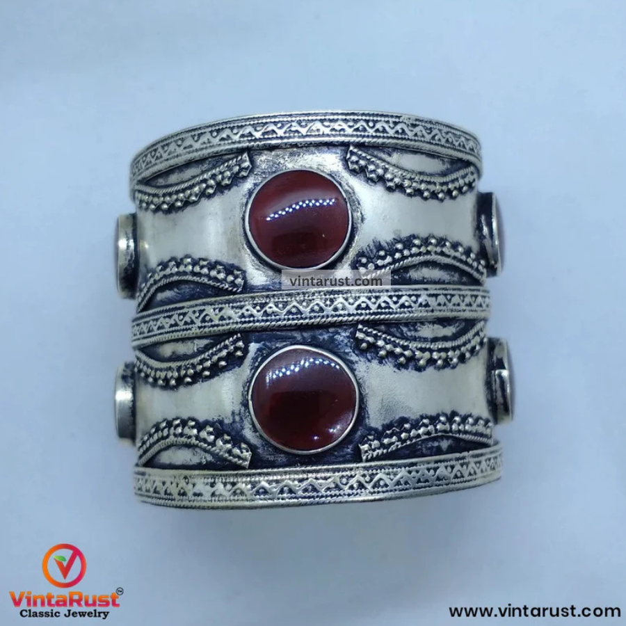 Kuchi Big Tribal Stones Cuff Bracelet