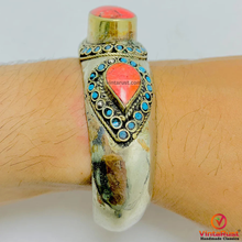 Load image into Gallery viewer, Tribal Coral Stones Cuff Bracelet with Beads
