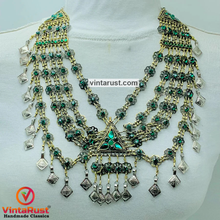 Load image into Gallery viewer, Tribal Statement Green Layered Bib Necklace
