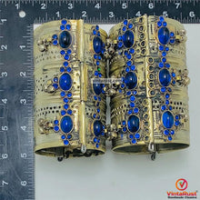 Load image into Gallery viewer, Blue Stone Antique Tribal Cuff Bracelet
