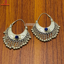 Load image into Gallery viewer, Kuchi Vintage Silver Earrings With Long Bells
