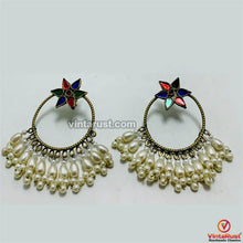 Load image into Gallery viewer, Big Round Hoop Earrings With Pearls

