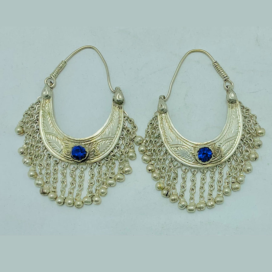 Kuchi Vintage Silver Earrings With Long Bells