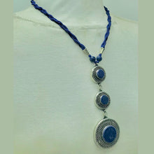 Load image into Gallery viewer, Lapis Blue Stone Silver Pendant Necklace
