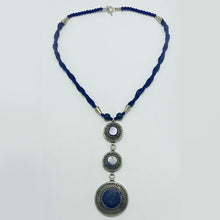 Load image into Gallery viewer, Lapis Blue Stone Silver Pendant Necklace
