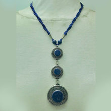 Load image into Gallery viewer, Lapis Blue Stone Silver Pendant Necklace
