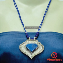 Load image into Gallery viewer, Lapis Lazuli Beaded Chain Pendant Necklace
