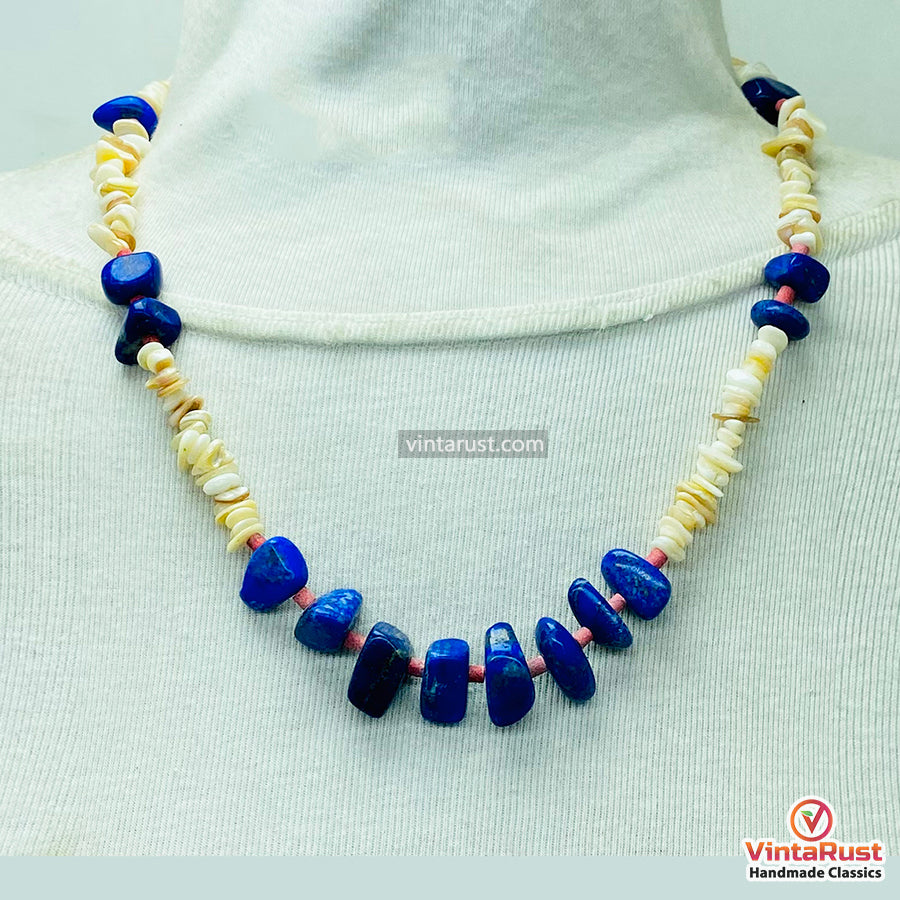 Handmade Lapis Lazuli Beaded Multi Stone Necklace