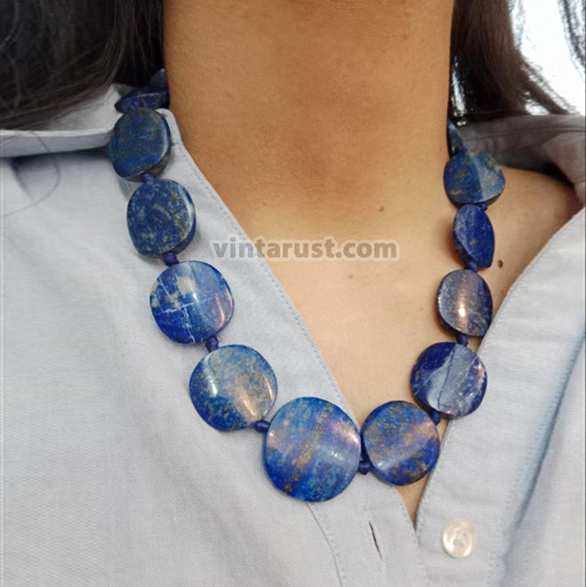 Lapis Lazuli Beaded Stone Choker Necklace