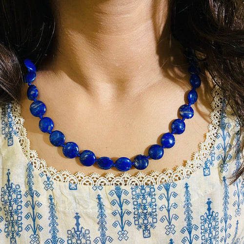 Lapis Lazuli Beaded Tribal Stone Choker Necklace