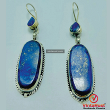 Load image into Gallery viewer, Lapis Lazuli Long Dangle Statement Earrings
