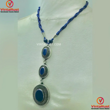 Load image into Gallery viewer, Lapis Lazuli Necklace with Triple Pendants
