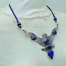 Load image into Gallery viewer, Lapis Lazui Nepalese Triangular Pendant Necklace
