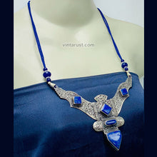 Load image into Gallery viewer, Lapis Lazui Nepalese Triangular Pendant Necklace
