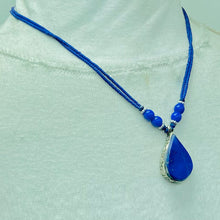 Load image into Gallery viewer, Lapis Lazuli Tear Drop Shape Pendant Necklace
