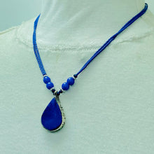 Load image into Gallery viewer, Lapis Lazuli Tear Drop Shape Pendant Necklace
